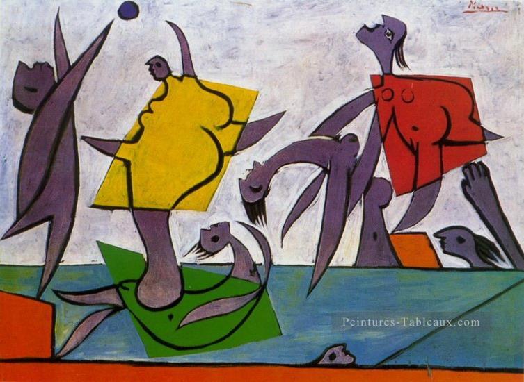 Le sauvetage Jeu de plage et sauvetage 1932 Cubisme Peintures à l'huile